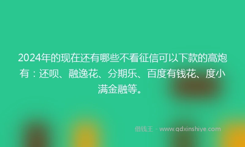 2024年的现在还有哪些不看征信可以下款的高炮有：还呗、融逸花、分期乐、百度有钱花、度小满金融等。