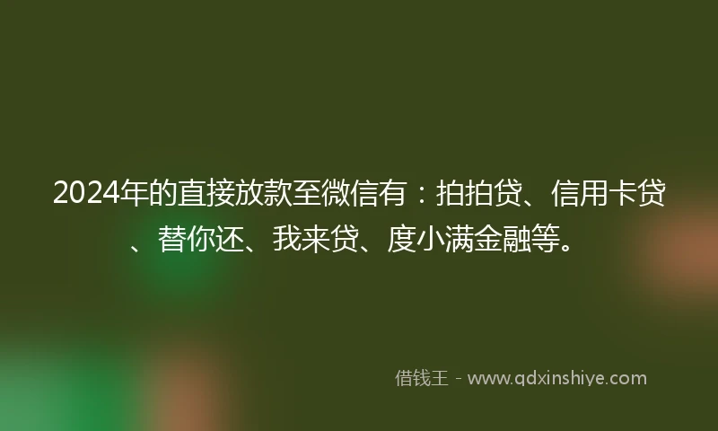 2024年的直接放款至微信有：拍拍贷、信用卡贷、替你还、我来贷、度小满金融等。
