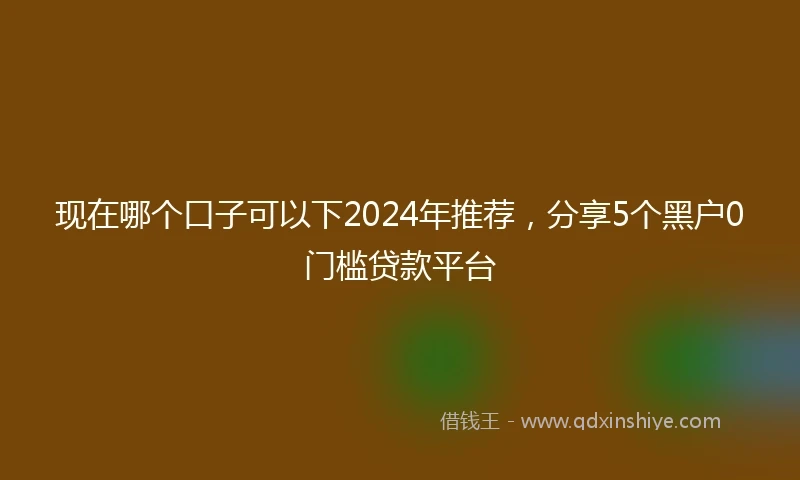 现在哪个口子可以下2024年推荐，分享5个黑户0门槛贷款平台