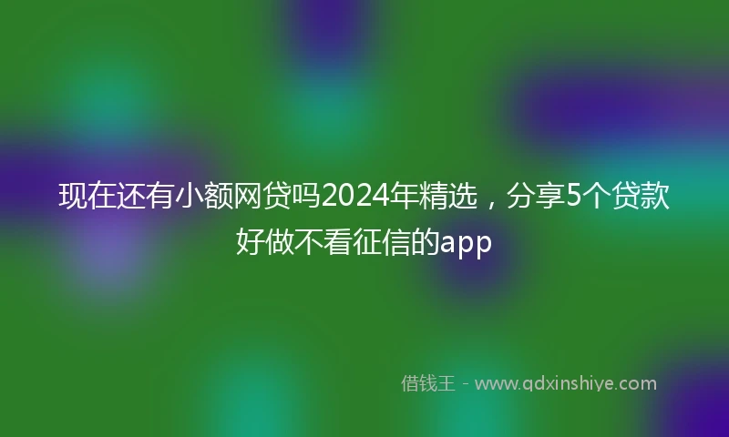 现在还有小额网贷吗2024年精选，分享5个贷款好做不看征信的app