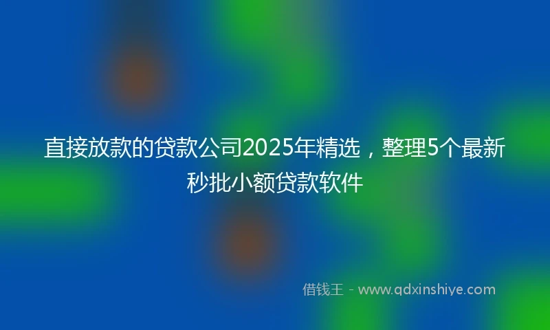 直接放款的贷款公司2025年精选，整理5个最新秒批小额贷款软件