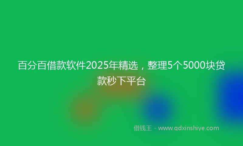 百分百借款软件2025年精选，整理5个5000块贷款秒下平台