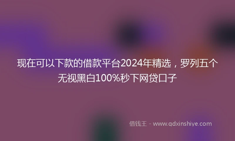 现在可以下款的借款平台2024年精选，罗列五个无视黑白100%秒下网贷口子