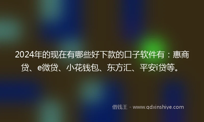 2024年的现在有哪些好下款的口子软件有：惠商贷、e微贷、小花钱包、东方汇、平安i贷等。
