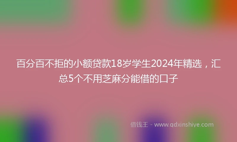 百分百不拒的小额贷款18岁学生2024年精选，汇总5个不用芝麻分能借的口子