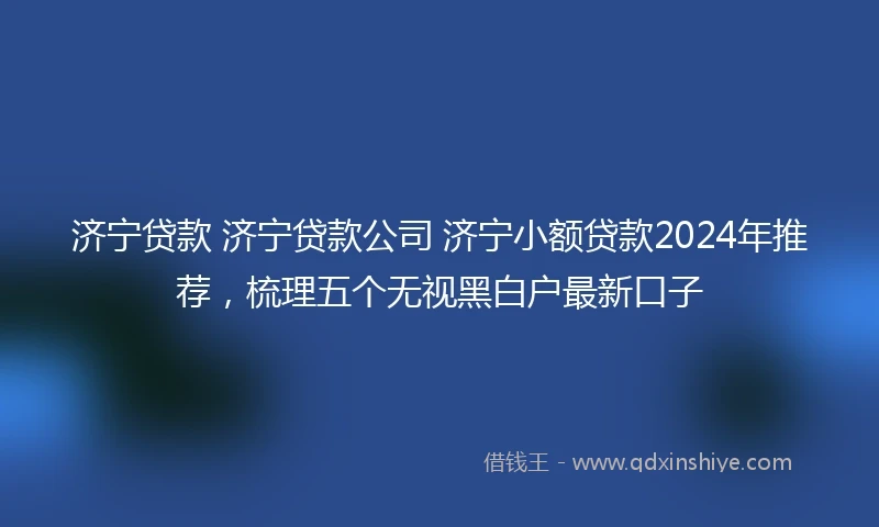 济宁贷款 济宁贷款公司 济宁小额贷款2024年推荐，梳理五个无视黑白户最新口子