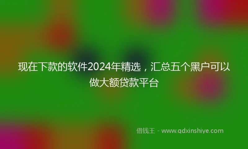 现在下款的软件2024年精选，汇总五个黑户可以做大额贷款平台