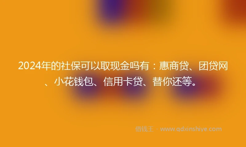 2024年的社保可以取现金吗有：惠商贷、团贷网、小花钱包、信用卡贷、替你还等。