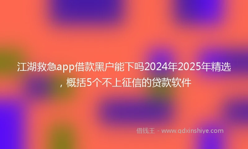 江湖救急app借款黑户能下吗2024年2025年精选，概括5个不上征信的贷款软件