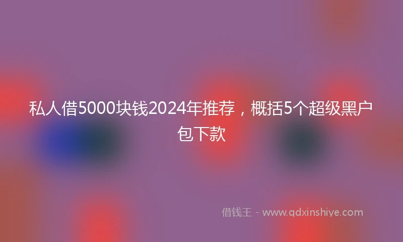 私人借5000块钱2024年推荐，概括5个超级黑户包下款