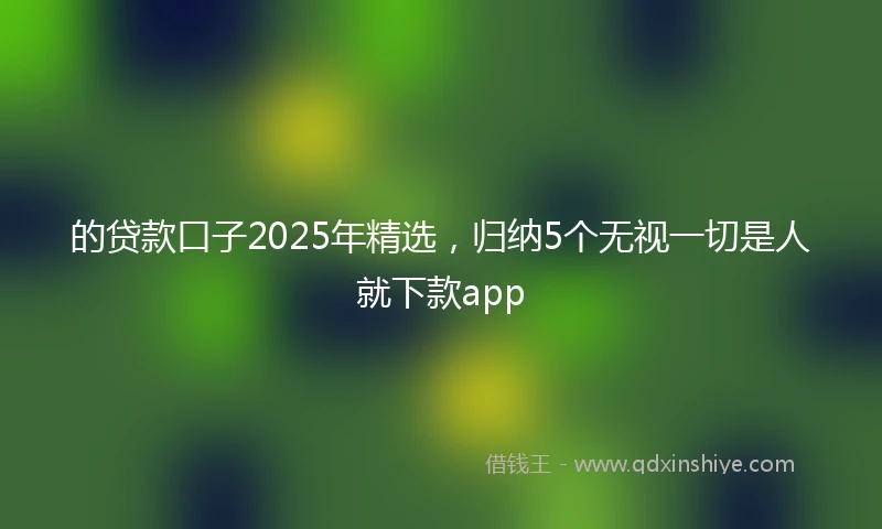 的贷款口子2025年精选，归纳5个无视一切是人就下款app