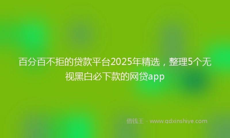 百分百不拒的贷款平台2025年精选，整理5个无视黑白必下款的网贷app