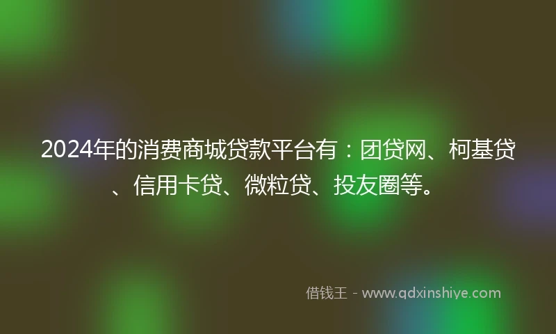 2024年的消费商城贷款平台有：团贷网、柯基贷、信用卡贷、微粒贷、投友圈等。