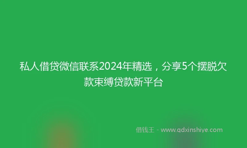 私人借贷微信联系2024年精选，分享5个摆脱欠款束缚贷款新平台