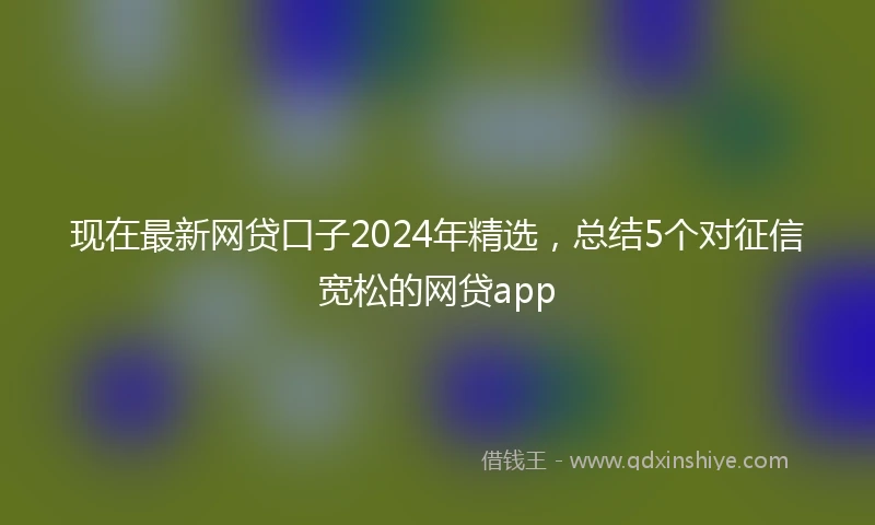 现在最新网贷口子2024年精选,总结5个对征信宽松的网贷app