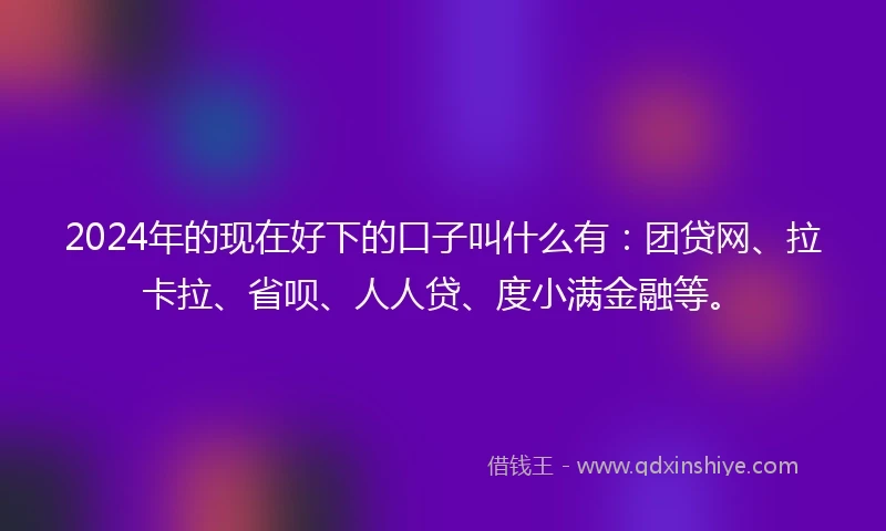2024年的现在好下的口子叫什么有：团贷网、拉卡拉、省呗、人人贷、度小满金融等。