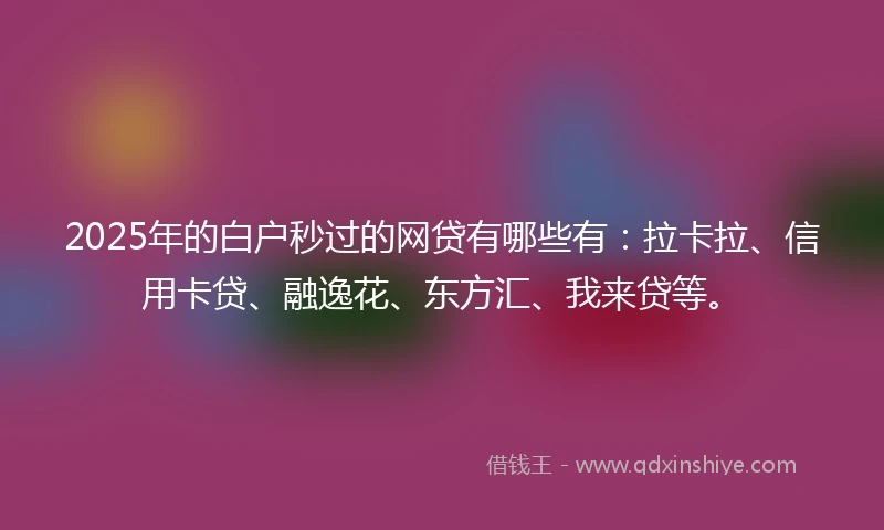 2025年的白户秒过的网贷有哪些有：拉卡拉、信用卡贷、融逸花、东方汇、我来贷等。