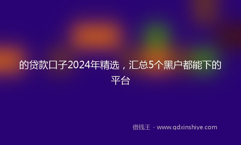 的贷款口子2024年精选，汇总5个黑户都能下的平台