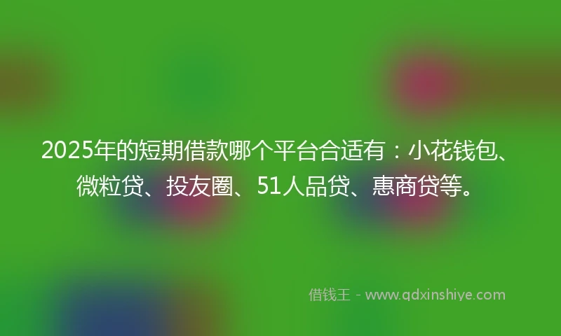 2025年的短期借款哪个平台合适有：小花钱包、微粒贷、投友圈、51人品贷、惠商贷等。