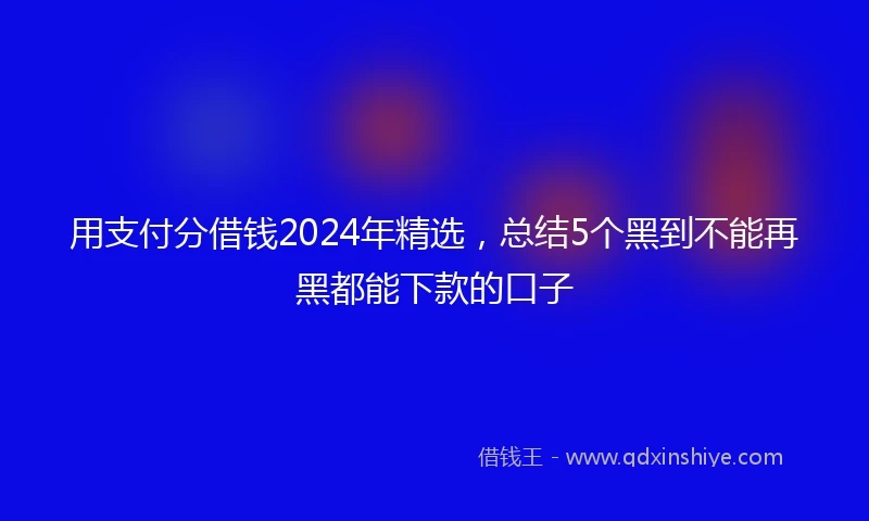 用支付分借钱2024年精选,总结5个黑到不能再黑都能下款的口子