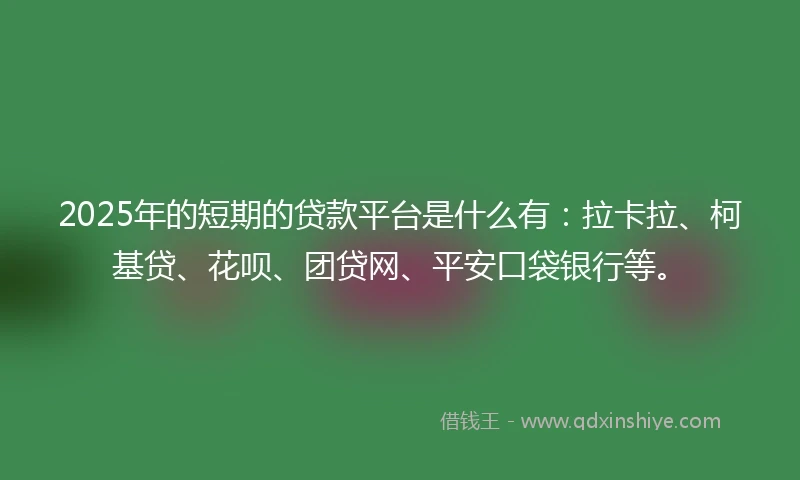 2025年的短期的贷款平台是什么有：拉卡拉、柯基贷、花呗、团贷网、平安口袋银行等。