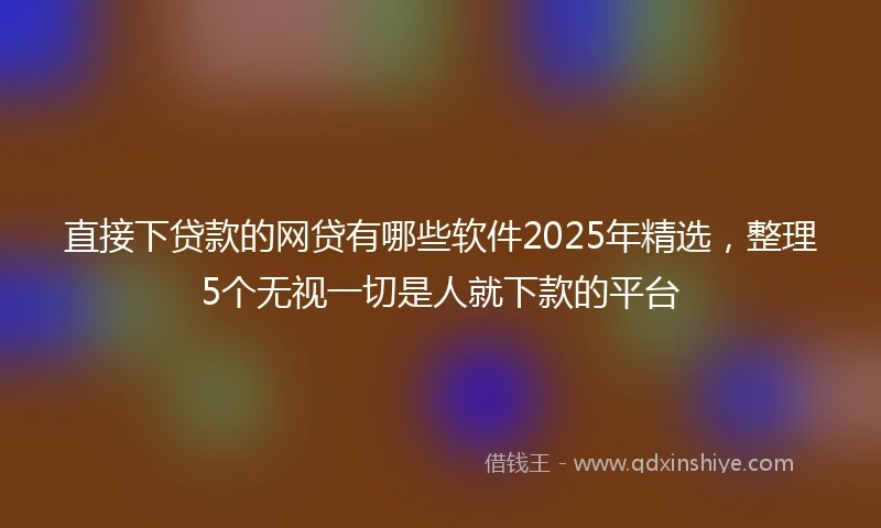 直接下贷款的网贷有哪些软件2025年精选，整理5个无视一切是人就下款的平台