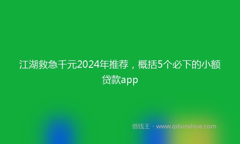 江湖救急千元2024年推荐，概括5个必下的小额贷款app