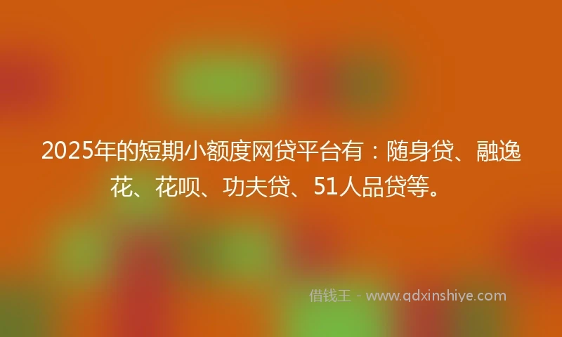 2025年的短期小额度网贷平台有：随身贷、融逸花、花呗、功夫贷、51人品贷等。