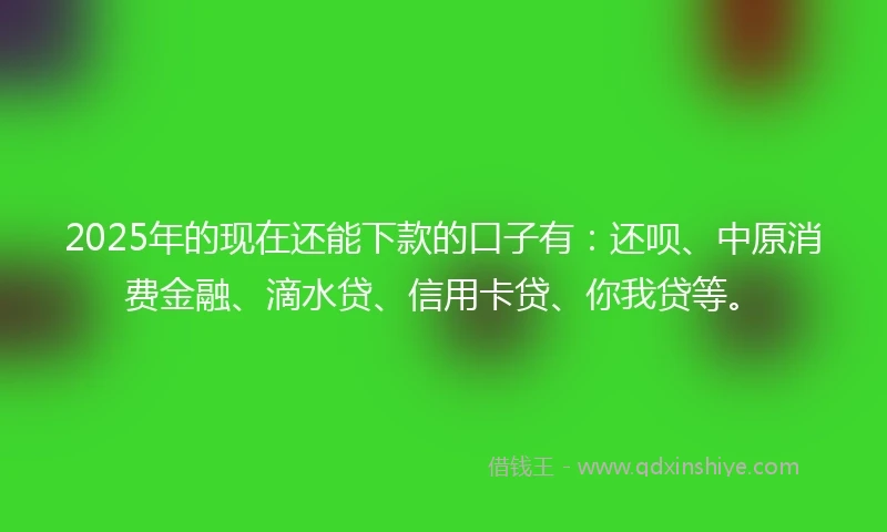 2025年的现在还能下款的口子有：还呗、中原消费金融、滴水贷、信用卡贷、你我贷等。