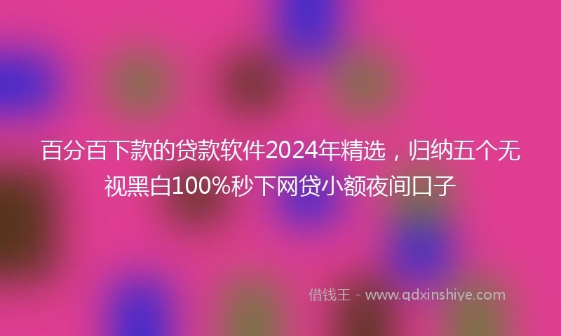 百分百下款的贷款软件2024年精选，归纳五个无视黑白100%秒下网贷小额夜间口子