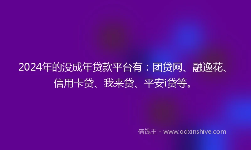 2024年的没成年贷款平台有：团贷网、融逸花、信用卡贷、我来贷、平安i贷等。