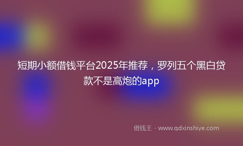 短期小额借钱平台2025年推荐，罗列五个黑白贷款不是高炮的app