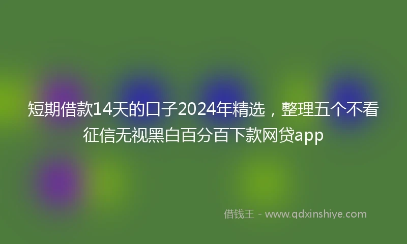 短期借款14天的口子2024年精选，整理五个不看征信无视黑白百分百下款网贷app