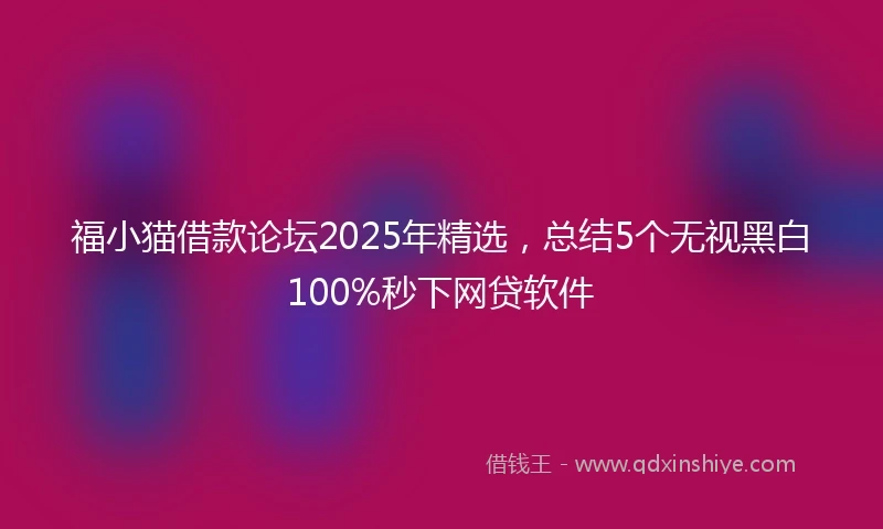 福小猫借款论坛2025年精选，总结5个无视黑白100%秒下网贷软件