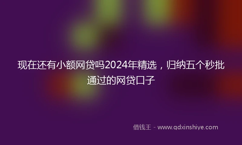 现在还有小额网贷吗2024年精选，归纳五个秒批通过的网贷口子
