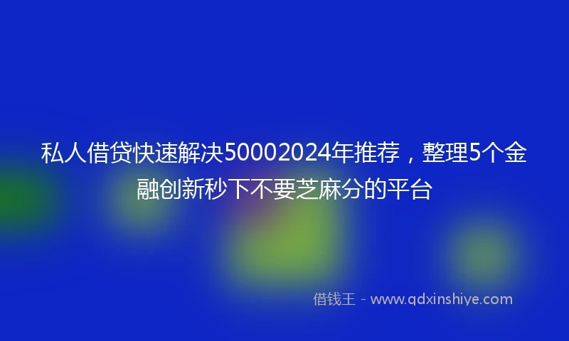 私人借贷快速解决50002024年推荐，整理5个金融创新秒下不要芝麻分的平台