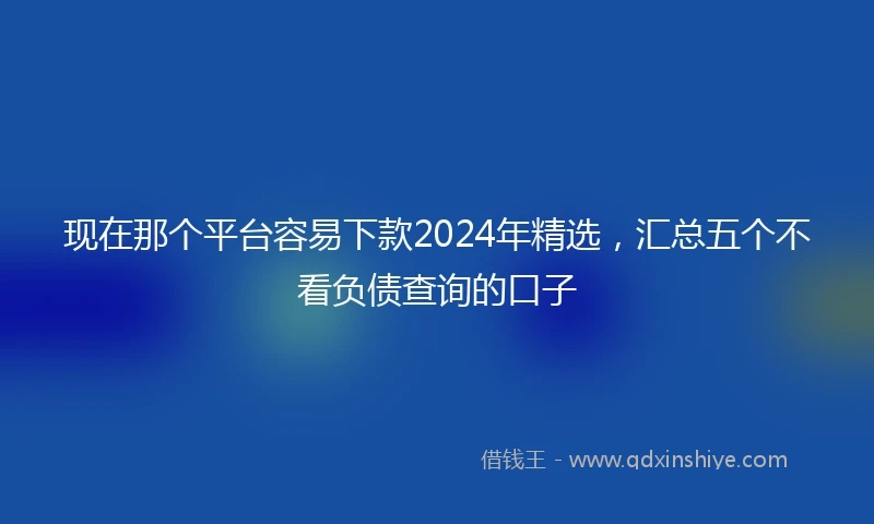 现在那个平台容易下款2024年精选，汇总五个不看负债查询的口子