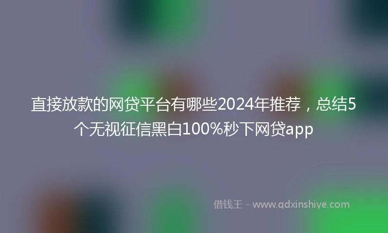 直接放款的网贷平台有哪些2024年推荐，总结5个无视征信黑白100%秒下网贷app