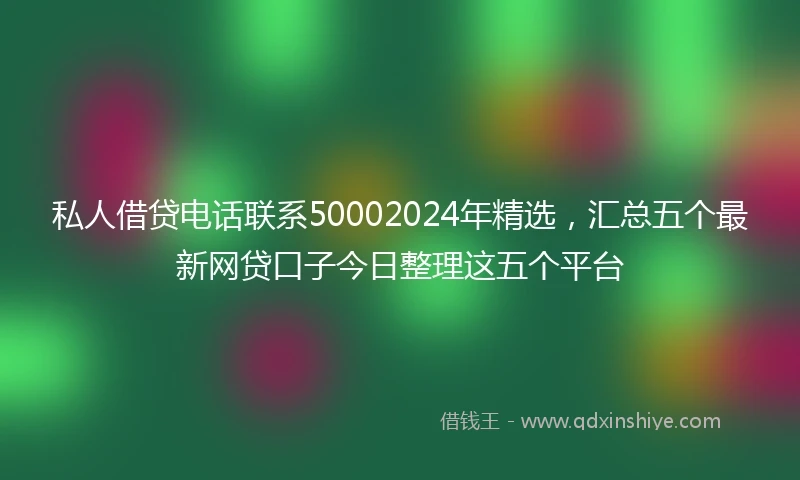 私人借贷电话联系50002024年精选，汇总五个最新网贷口子今日整理这五个平台