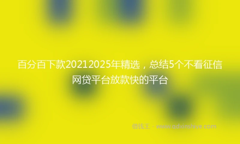 百分百下款20212025年精选，总结5个不看征信网贷平台放款快的平台
