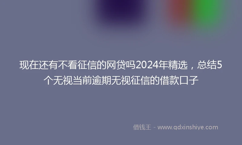 现在还有不看征信的网贷吗2024年精选，总结5个无视当前逾期无视征信的借款口子