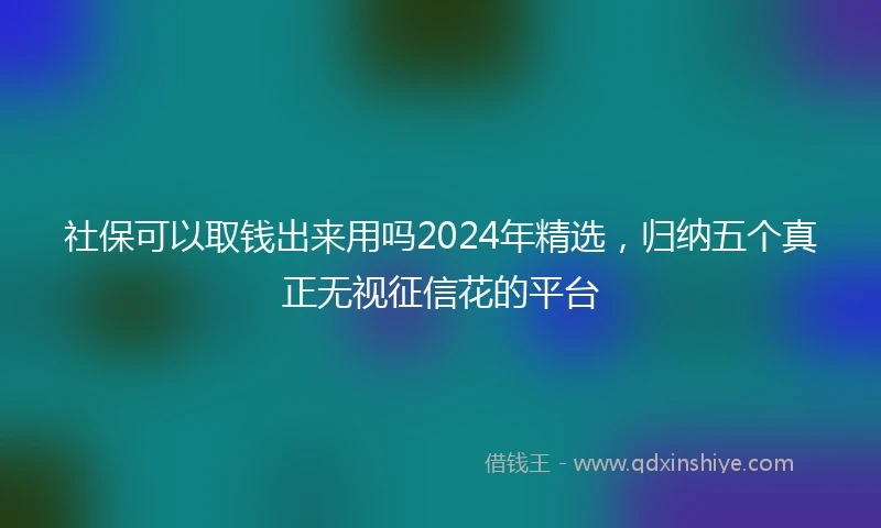 社保可以取钱出来用吗2024年精选，归纳五个真正无视征信花的平台