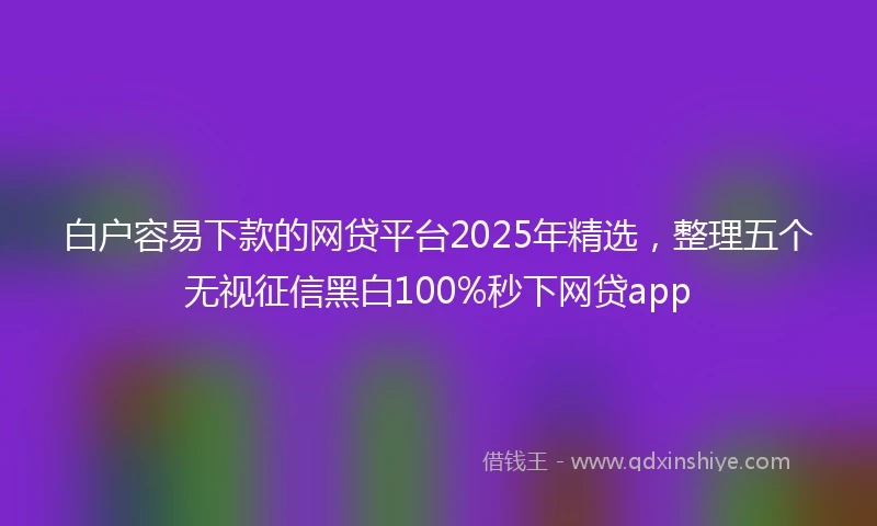 白户容易下款的网贷平台2025年精选，整理五个无视征信黑白100%秒下网贷app