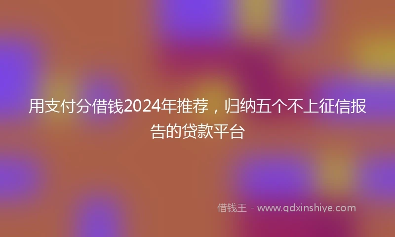 用支付分借钱2024年推荐，归纳五个不上征信报告的贷款平台