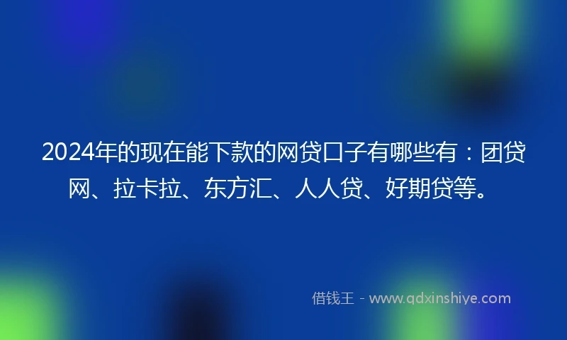 2024年的现在能下款的网贷口子有哪些有：团贷网、拉卡拉、东方汇、人人贷、好期贷等。