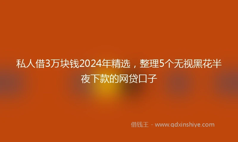 私人借3万块钱2024年精选，整理5个无视黑花半夜下款的网贷口子