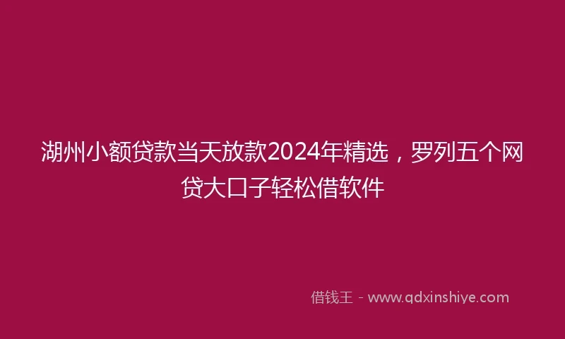 湖州小额贷款当天放款2024年精选，罗列五个网贷大口子轻松借软件