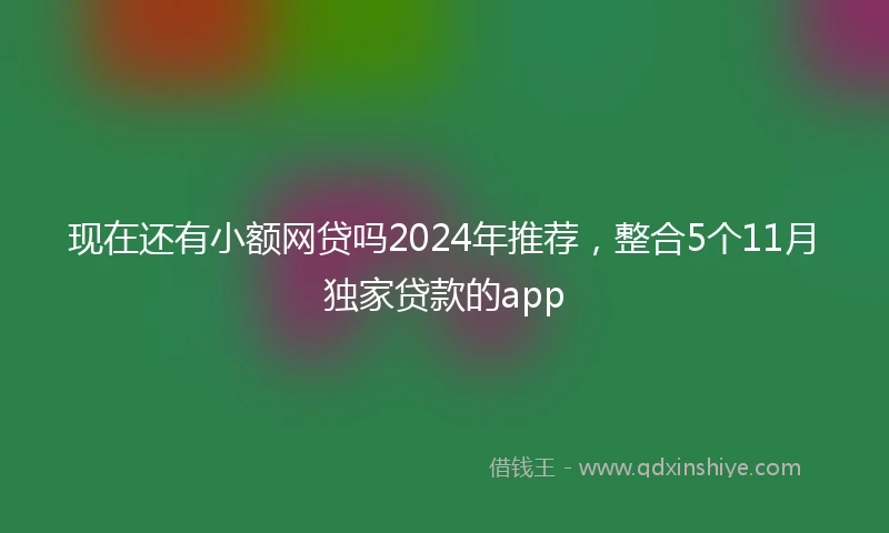 现在还有小额网贷吗2024年推荐，整合5个11月独家贷款的app