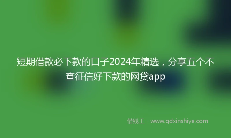 短期借款必下款的口子2024年精选，分享五个不查征信好下款的网贷app