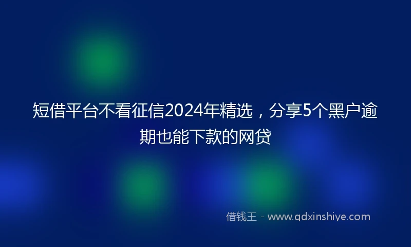 短借平台不看征信2024年精选，分享5个黑户逾期也能下款的网贷